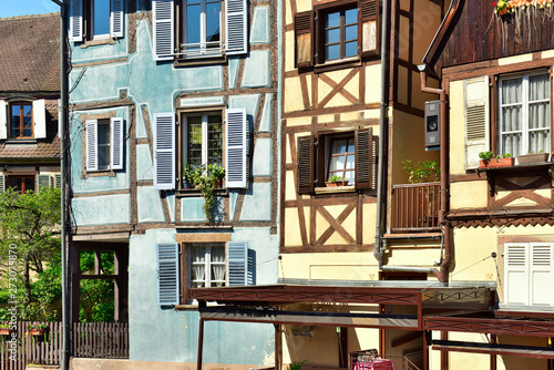 Traditional half-timbered houses in the old town. Colmar, Haut-Rhin, Alsace, France.