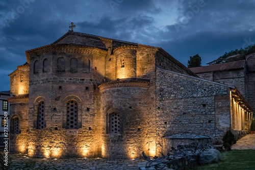 Sveta Sofija old church in Ohrid at night