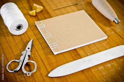 Small Hand Sewn Notebook with Bookbinding Supplies