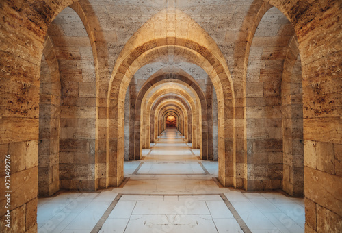 Interior of Anitkabir - Mausoleum of Ataturk, Ankara Turkey.