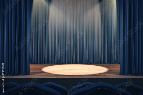 Theater curtains with spot light