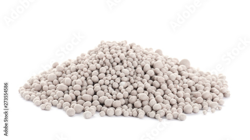 Pile of chemical fertilizer isolated on white. Gardening time