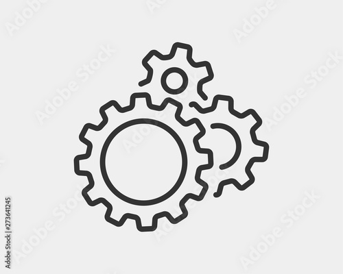 Metal gears and cogs vector. Gear icon flat design. Mechanism wheels logo. Cogwheel concept template.