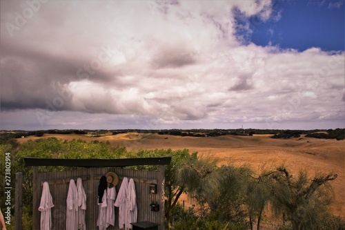 White clouds at blue sky.Peninsula hot springs.Victoria.Australia