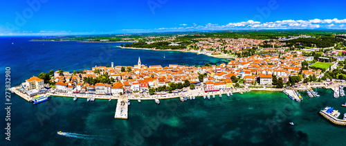 Aerial view of the old town of Porec in Croatia