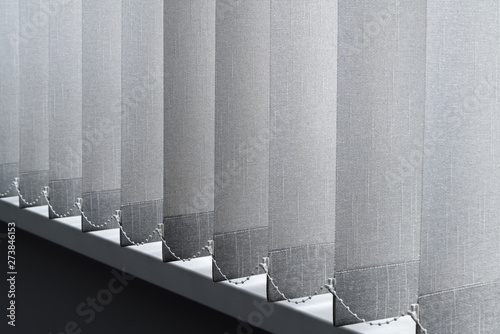 Close-up view of fabric curtain made of dense fabric in the corp