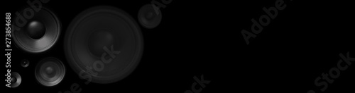 Black screensaver with speakers for an audio site
