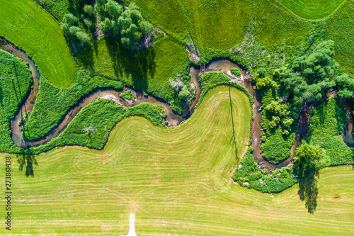 Germany, Bavaria, Allgäu, aerial view river Guenz meandering