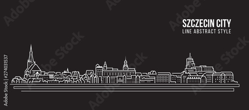 Cityscape Building Line art Vector Illustration design - Szczecin city