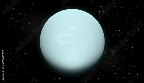 Uranus planet in space with stars. 