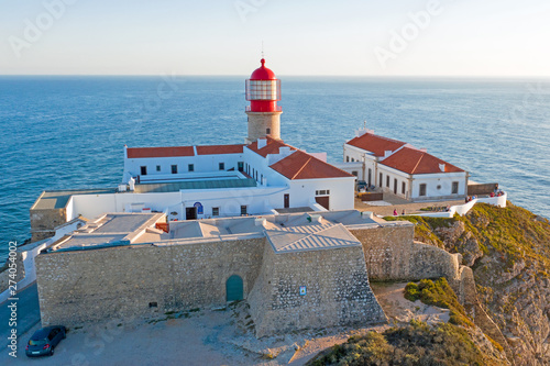 Aerial from lighthouse Cabo Vicente in Sagres Portugal