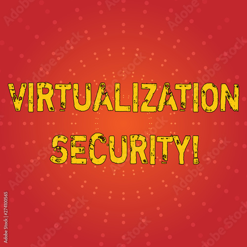 Text sign showing Virtualization Security. Business photo text running multiple virtual instances on single device Sunburst with Blank Center Space and Halftone Dotted Extended Beam Lines