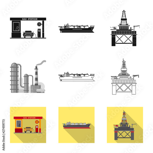 Vector illustration of oil and gas symbol. Set of oil and petrol stock vector illustration.