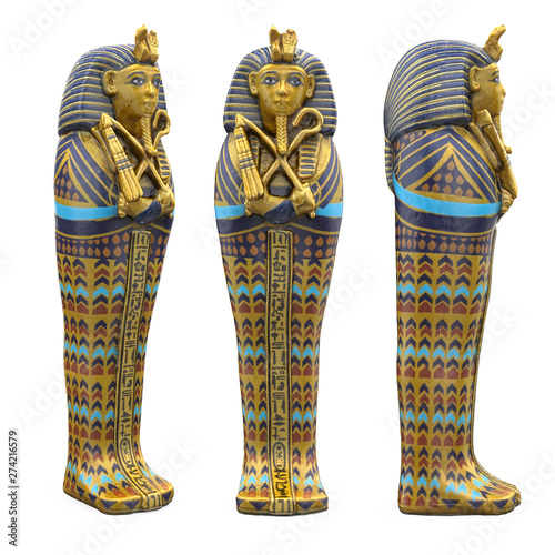 Egyptian Pharaoh Mummy Coffin Isolated