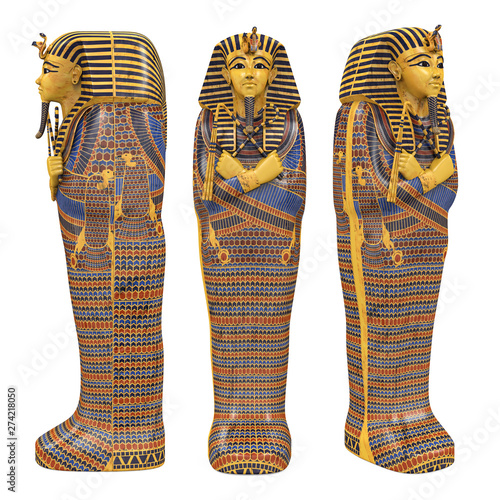 Egyptian Pharaoh Mummy Coffin Isolated