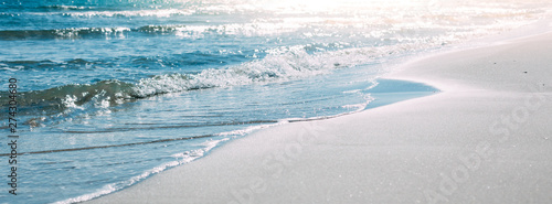 Summer sand beach and seashore waves background