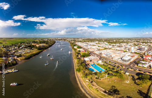 Aerial drone view of Bundaberg, Queensland, Australia