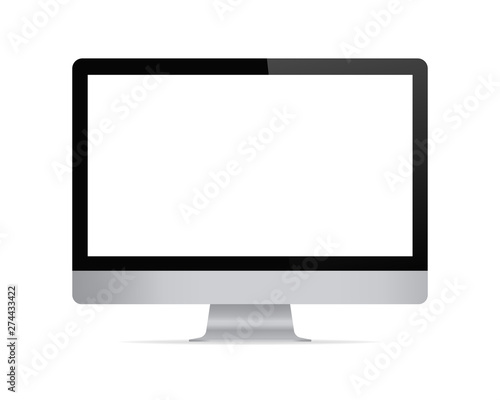 Desktop computer display mockup isolated on white background.