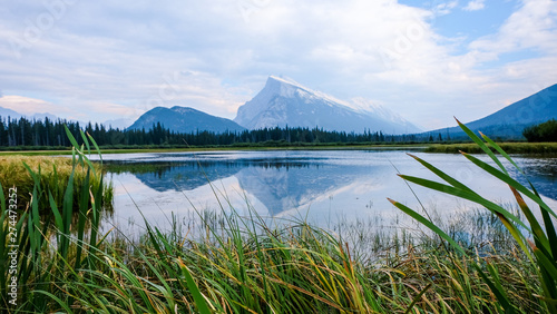 View of Mount Norquay from Vermillion Lakes in Banff National Park, Canada