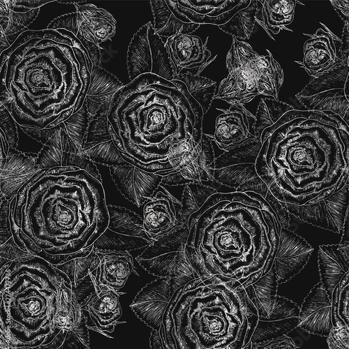 Beautiful seamless pattern with silver rose. Vector illustration. EPS 10