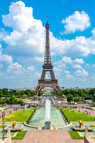Wieża Eiffla i fontanny Trocadero, Paryż, Francja