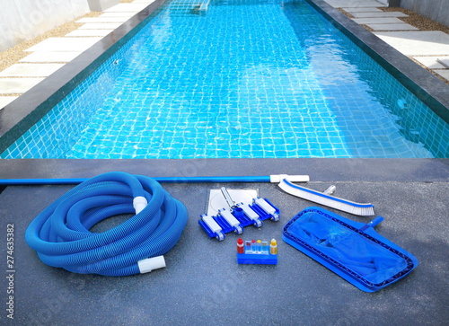 Swimming pool cleaning equipment.Service and maintenance of the pool.