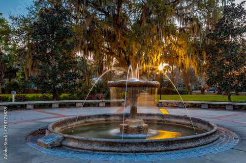 Fountain from Thomas Center in Gainesville at dusk