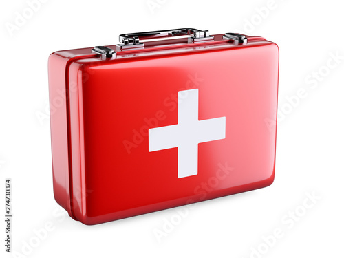 First aid kit isolated on white background