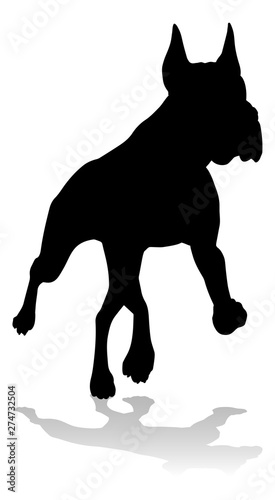 A detailed animal silhouette of a pet dog