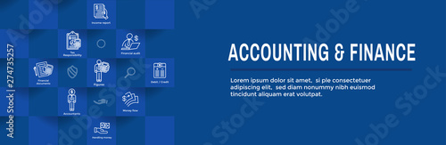 Accountant or Accounting Icon Set & Web Header Banner
