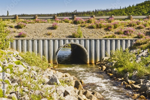 Creek and culvert along the Alaska highway in Yukon, Canada