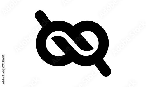 Infinity knot logo Black chain link symbol with vector image 