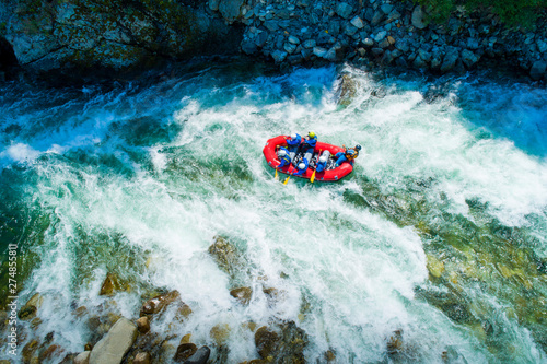 White water rafting on alpine river