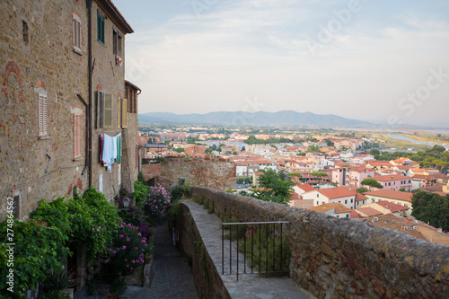 Castle in Castigliano Della Pescaia, Italy, view to the town