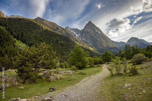 The beautiful Aigüestortes i Estany de Sant Maurici National Park of the Spanish Pyrenees mountain in Catalonia