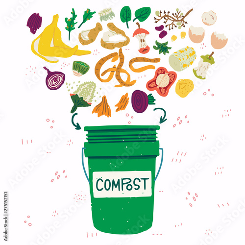 Compost bin with food scraps illustration