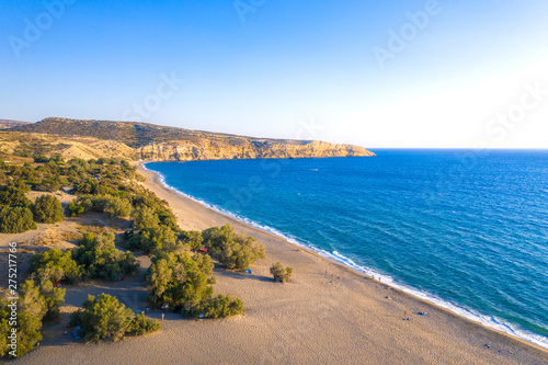 Famous sandy nudist beach of Komos near Matala, Crete, Greece