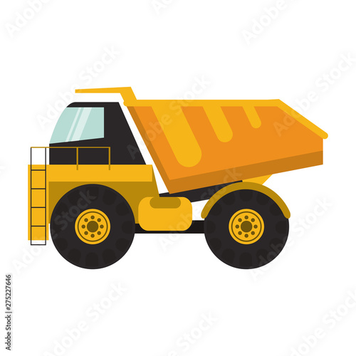Construction cargo truck vehicle isolated sideview