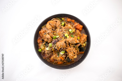 Korean Food Braised Spicy Chicken with glass noodle