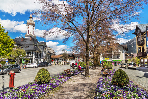 Street in Garmisch-Partenkirchen in Germany