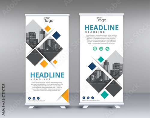 Roll up business template layout brochure leaflet-vector 