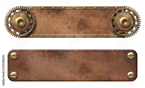 Steampunk copper aged metal plates - illustration