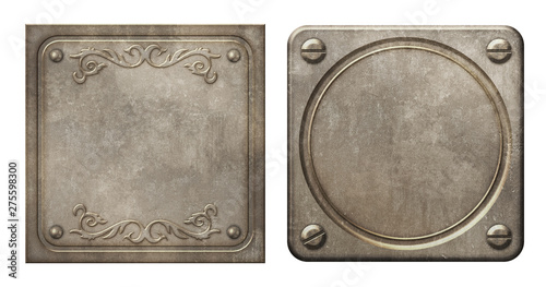 Steampunk iron aged metal plates - illustration