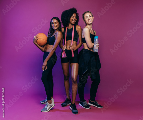 Women in sportswear at fitness studio