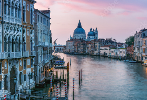 Architecture of Venice, Italy at sunrise. Scenic travel background.