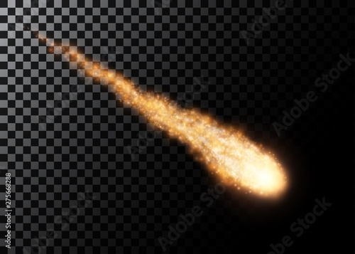 Flying meteor, cosmic object. Vector illustration.