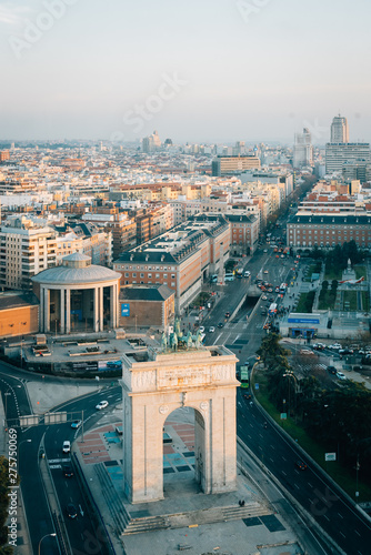 View of the Arco de la Victoria from the Faro de Moncloa, in Madrid, Spain