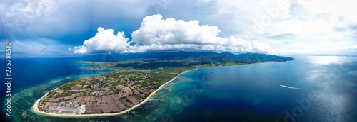Panorama of Lombok from the Gili islands near Bali, Indonesia
