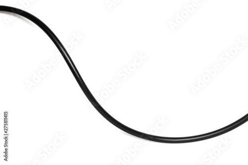 A Black wire cable isolated on a white background abstraction.