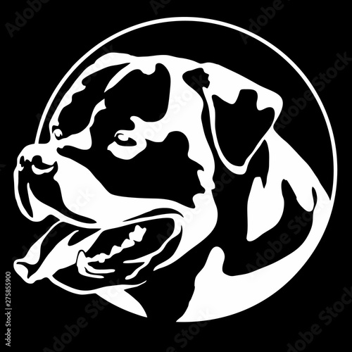 Rottweiler Dog Portrait Dog Symbol Icon white on black